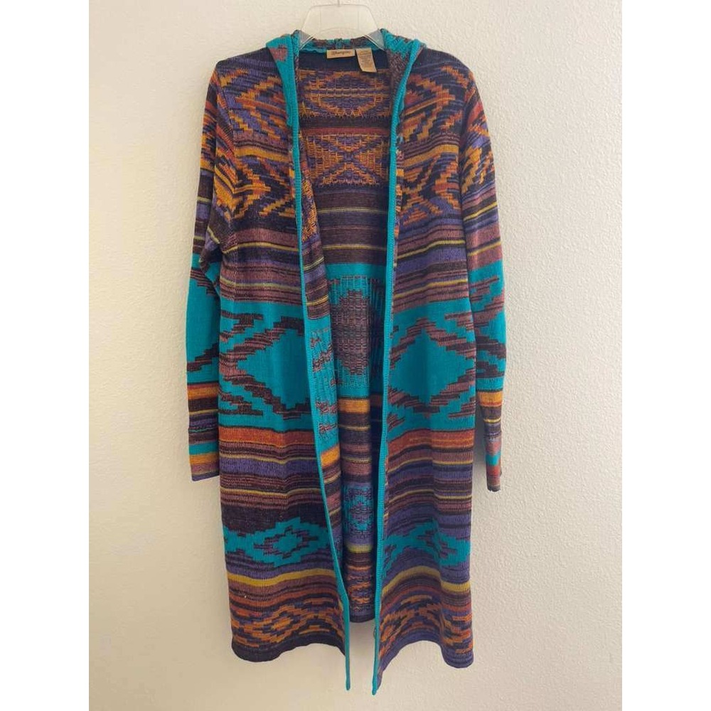 Wrangler Womens Southwestern Aztec Hooded Longline Cardigan Sweater XXL LWK410M